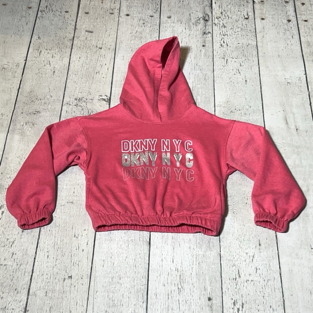 Girls Hooded Hot Pink DKNY Sweatshirt Size 7(S)
